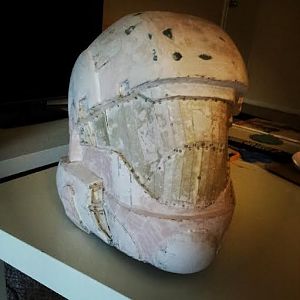 Helmet during final stages of bondo
