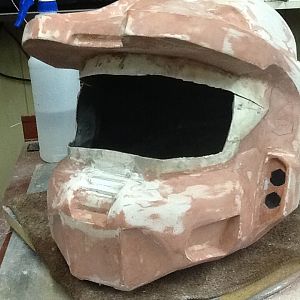 I tried rondo in the inside od the helmite . I worked out great.  This is using bondo on the outside.