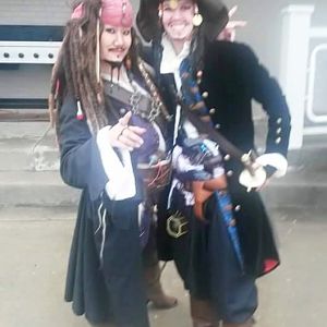 2 jack sparrow for the price of one! 
I'm on the right side and my friend Emma is on the left side.