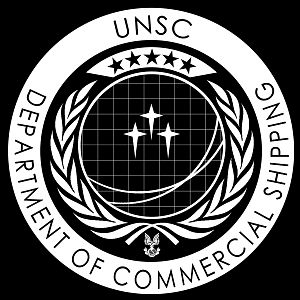 UNSC DeptComShip - UNSC Department of Commercial Shipping insignia. Transparent and vector versions available in black and white upon request.