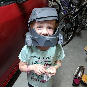 Kid in first helmet
